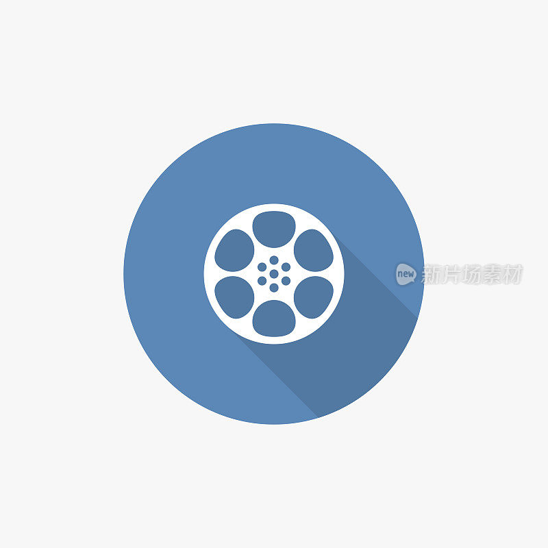 video film Flat Blue Simple Icon with long shadow
